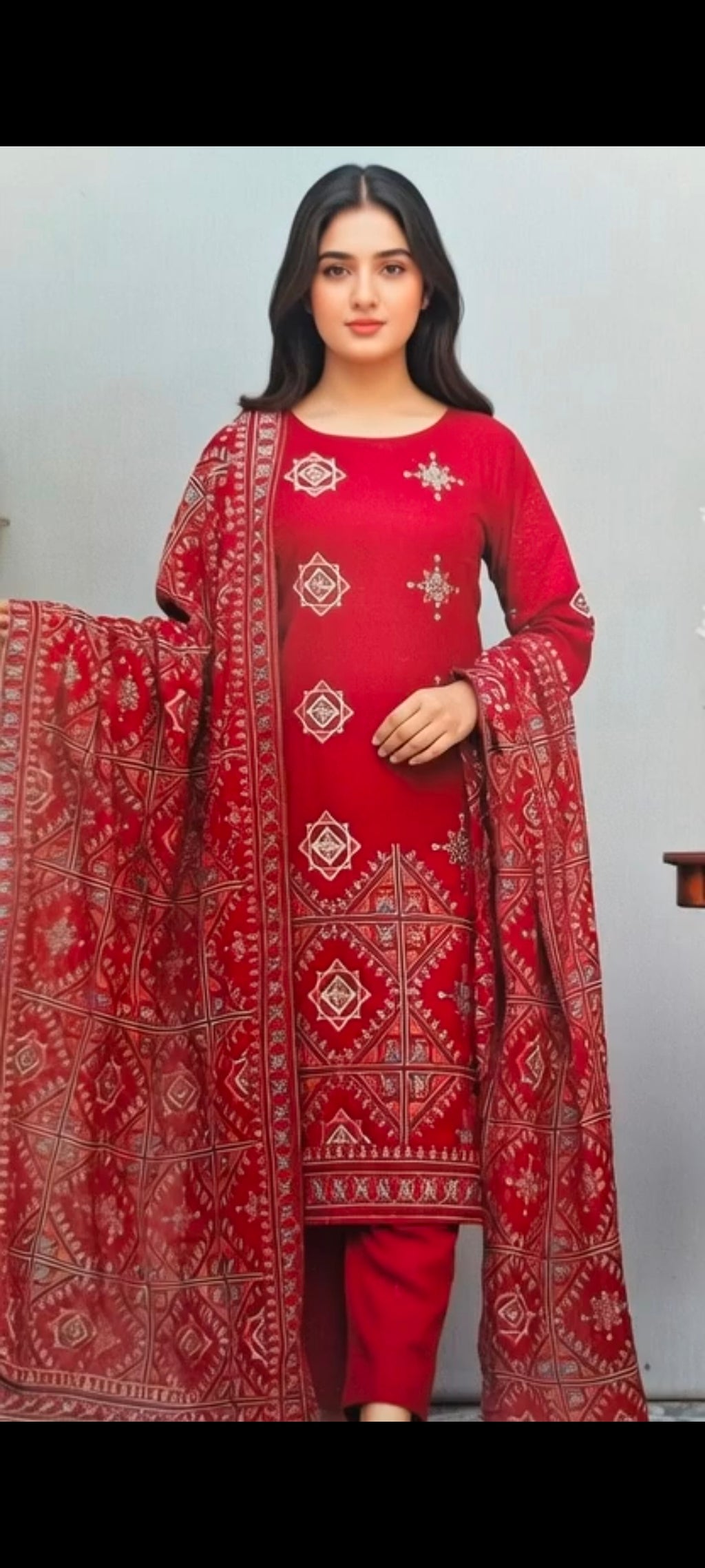 Ladies Embroidery winter Bareeze Suit