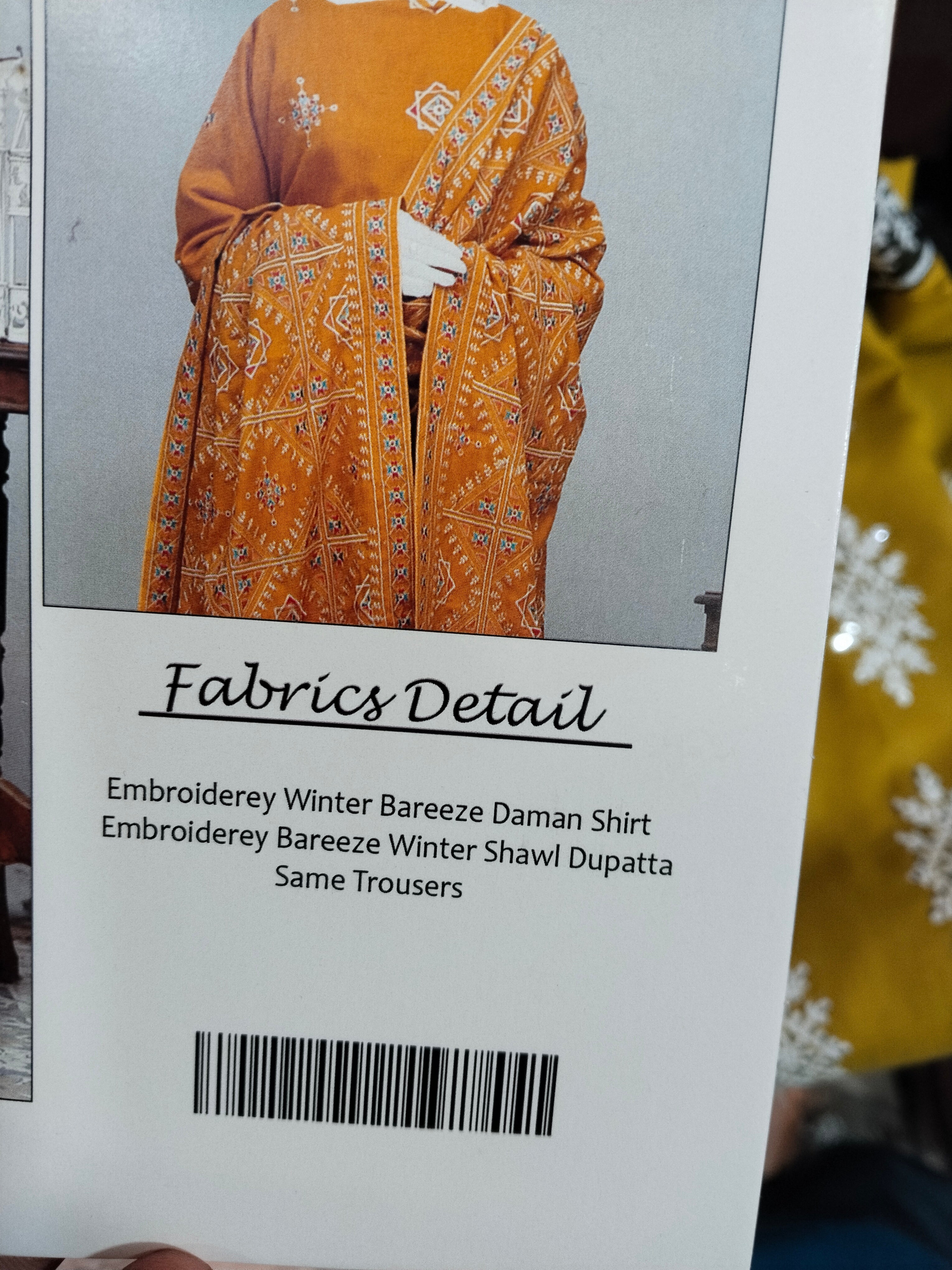 Ladies Embroidery winter Bareeze Suit