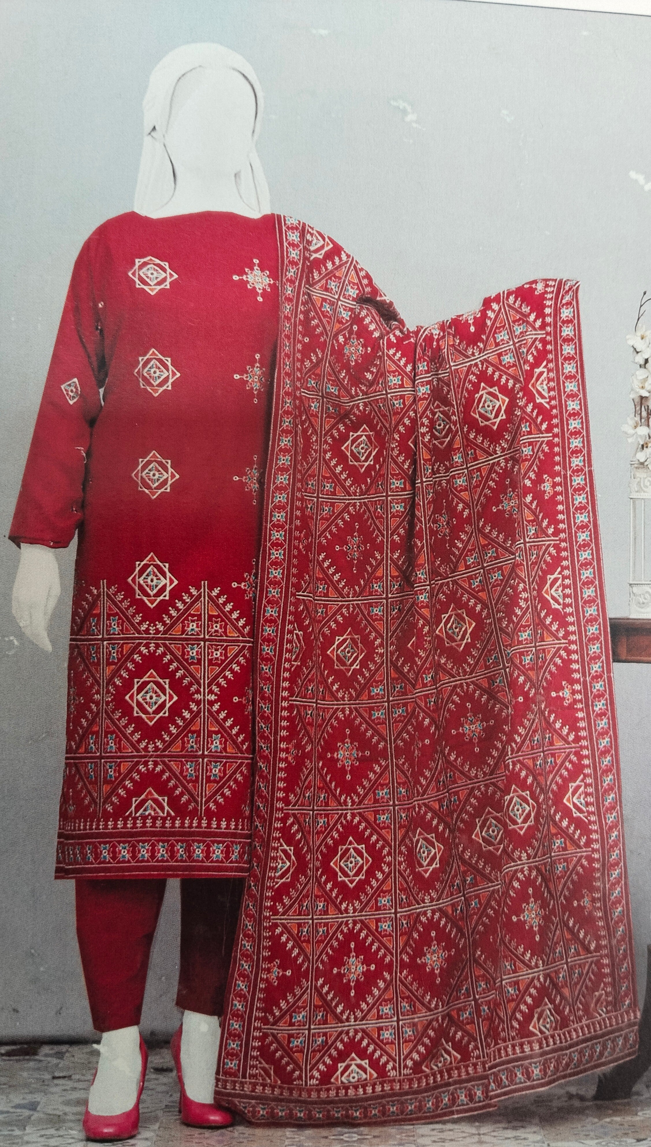 Ladies Embroidery winter Bareeze Suit